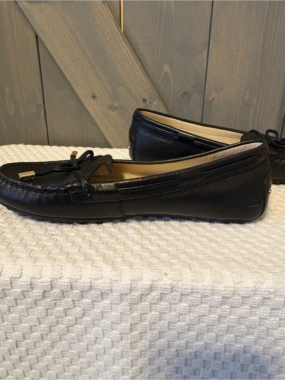 MICHAEL Michael Kors Sutton Black Leather Moccasin Loafers Size 6 - Picture 12 of 13